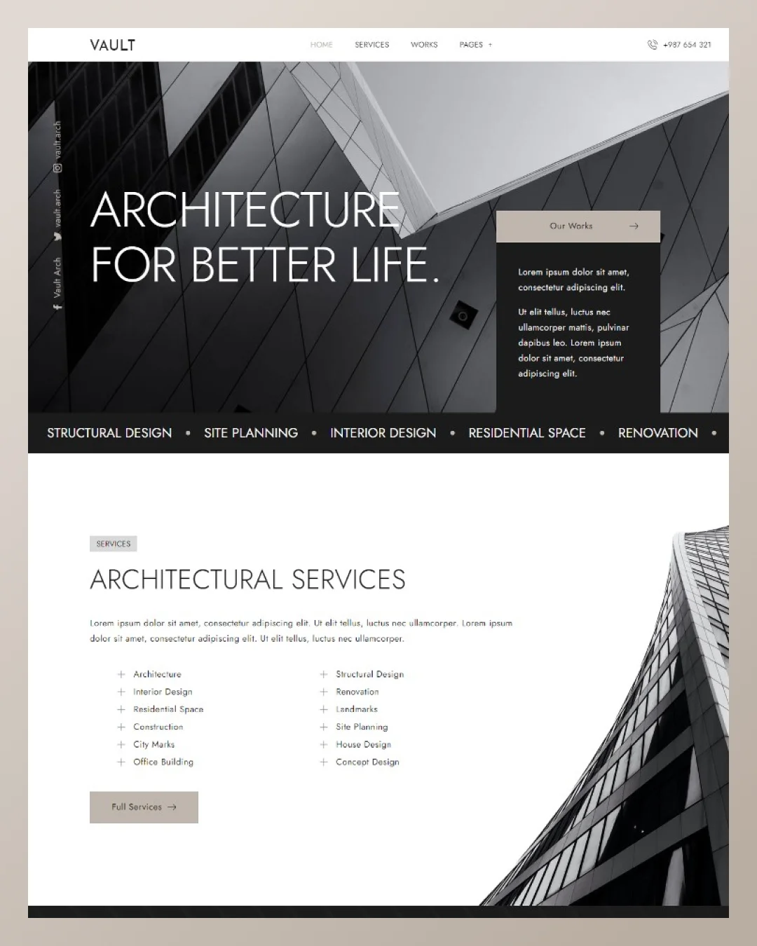 Vault - Architecture Interior Elementor Template Kit