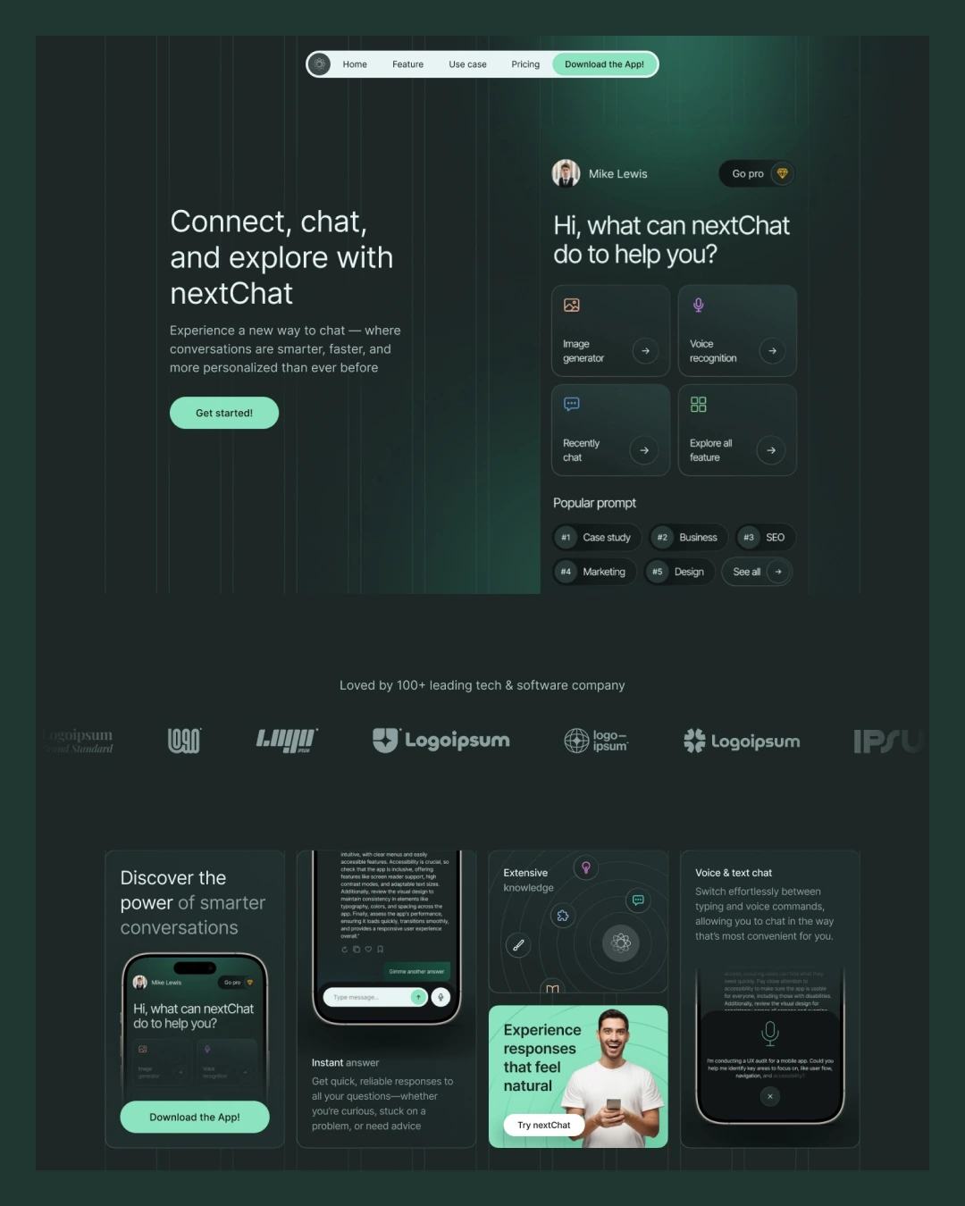 nextchat-mobile-app-elementor-template-kitpixel