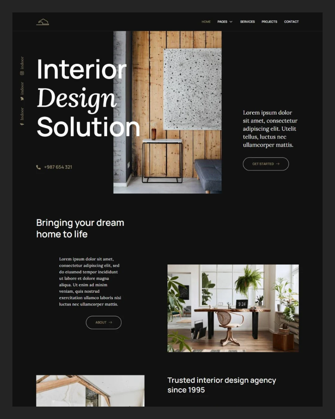 Indoor - Dark Interior Design & Architecture Agency Elementor Template Kit